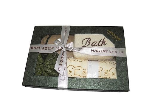 Kit de Banho Toalha Esponja Pantufa Banheiro Verde (HL-34719-1) - Braslu