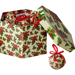 Tudo sobre 'Kit de Bolas Decoradas "Florzinhas", 7cm, 14 Unidades - Christmas Traditions'