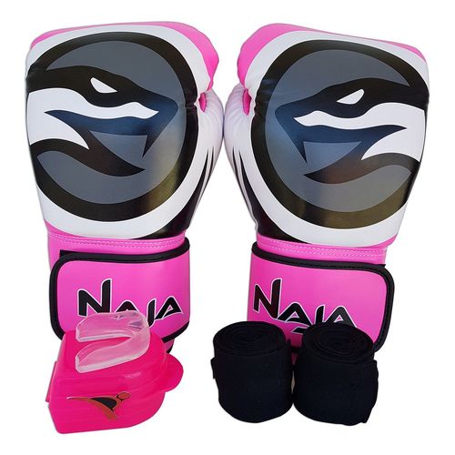 Kit de Boxe / Muay Thai Luva 12oz Bandagem Bucal Feminino - Pink - Colors - Naja