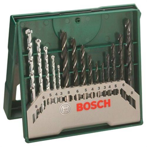 Kit de Brocas Madeira Metal Concreto 15 Peças X-line Bosch