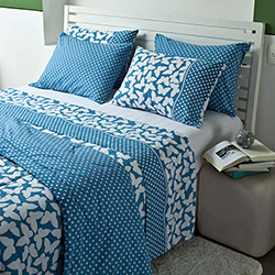 Tudo sobre 'Kit de Cama Farfala Azul Queen Casa & Conforto'