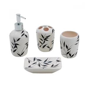 Kit de Cerâmica para Banheiro com 4 Peças e G: 8X8X19Cm - Preto e Branco
