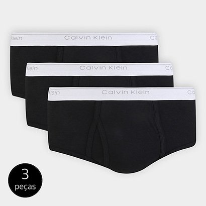 Kit de Cuecas Slip Calvin Klein Básica 3 Peças