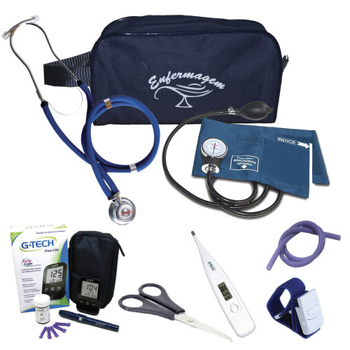 Kit de Enfermagem 3 C/ Necessaire e Aparelho Azul - Premium