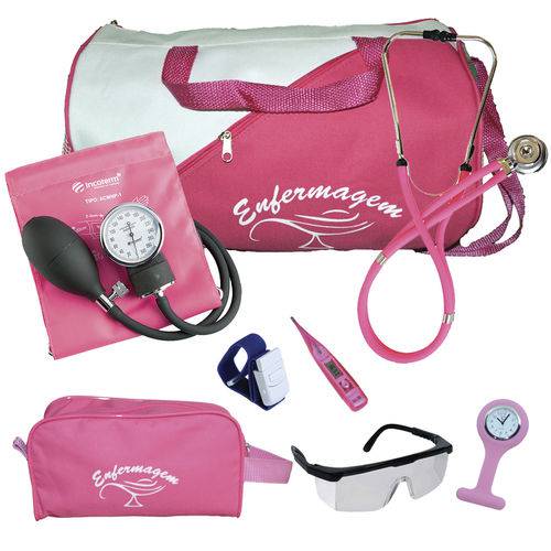 Kit de Enfermagem Completo com Relógio para Jaleco - Pink