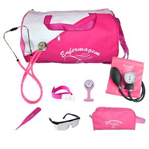 Kit de Enfermagem Completo com Relógio para Jaleco - Pink
