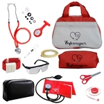 Kit de Enfermagem Completo com Relógio para Jaleco - Vermelho