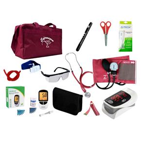 Kit de Enfermagem Super Luxo com Aparelho de Pressão Vinho Premium C/ Bolsa Modelo 2