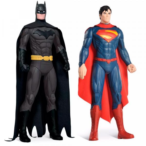 Kit de Figuras Gigantes - 55 Cm - DC Comics - Batman e Superman - Bandeirante