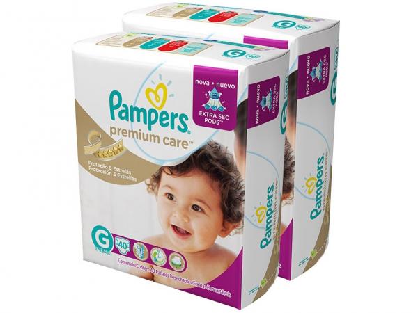 Kit de Fraldas Pampers Premium Care Tam G - 2 Pacotes com 40 Unidades Cada
