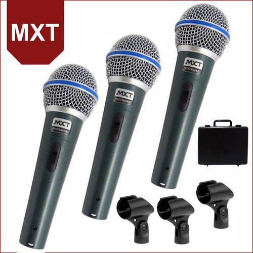 Tudo sobre 'Kit de 3 Microfones de Mão Dinâmico MXT BTM-58A'