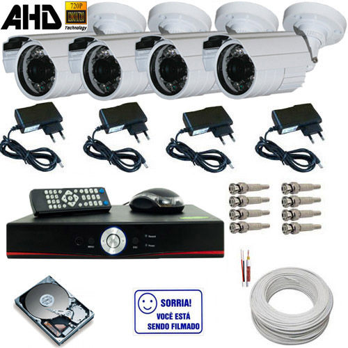 Tudo sobre 'Kit de Monitoramento 4 Câmeras Ahd 720p 24 Leds Infravermelho + Dvr Stand Alone com Acesso Remoto'