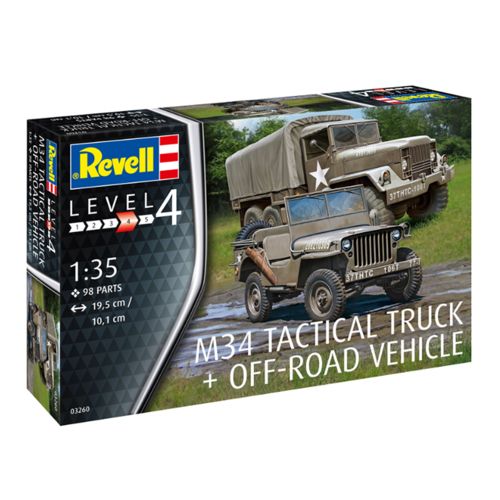 Tudo sobre 'Kit de Montar M34 Tactical Truck + Jeep Vehicle 1:35 Revell'