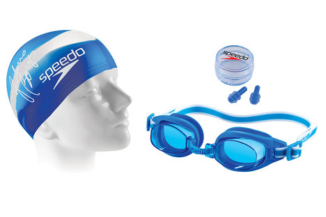 Kit de Natação Speedo Swimkit 30 Azul (Touca, Óculos, Protetor de Ouvido)