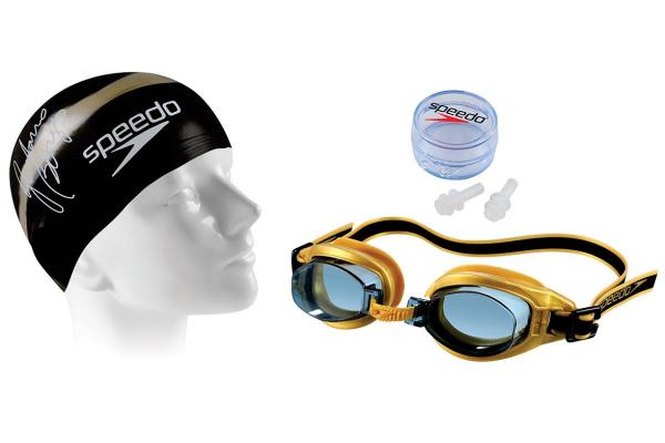 Kit de Natação Speedo Swimkit 30 Dourado (Touca, Óculos, Protetor de Ouvido)