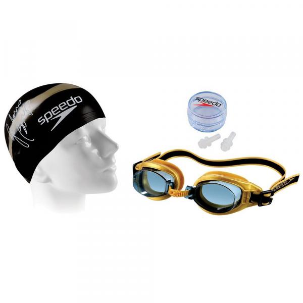 Kit de Natação Speedo Swimkit 30 Dourado (Touca, Óculos, Protetor de Ouvido)