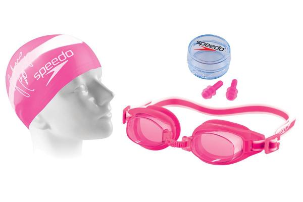 Kit de Natação Speedo Swimkit 30 Rosa (Touca, Óculos, Protetor de Ouvido)