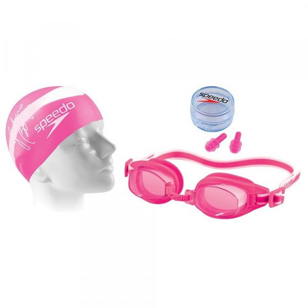 Kit de Natação Speedo Swimkit 30 Rosa (Touca, Óculos, Protetor de Ouvido)