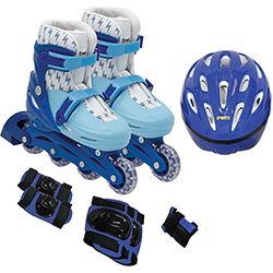 Kit de Patins Rollers Estampado - Azul M (34-37) + DVD Fabiola- Bel Sports