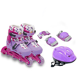 Kit de Patins Rollers Estampado - Lilás G (38-41) + DVD Fabiola- Bel Sports