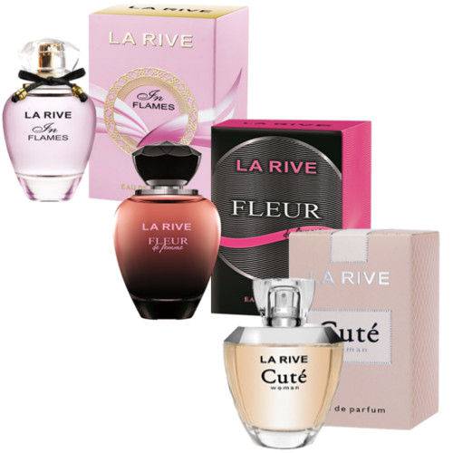 Tudo sobre 'Kit de 3 Perfumes Cute, Fleur, In Flames La Rive Feminino'