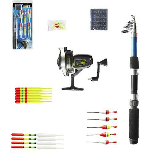 Kit de Pesca com Molinete e Vara Telescópica 1,50m