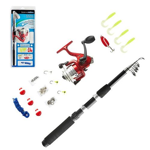 Kit de Pesca com Vara e Molinete + 31 Acessorios 1,8m