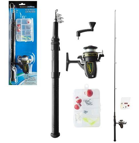 Kit de Pesca com Vara e Molinete + 26 Acessorios e Estojo 1,6M - Western