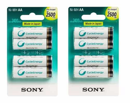Kit de Pilhas Sony 8 AA Pequena 2500 Mah Recarregável 1,2v
