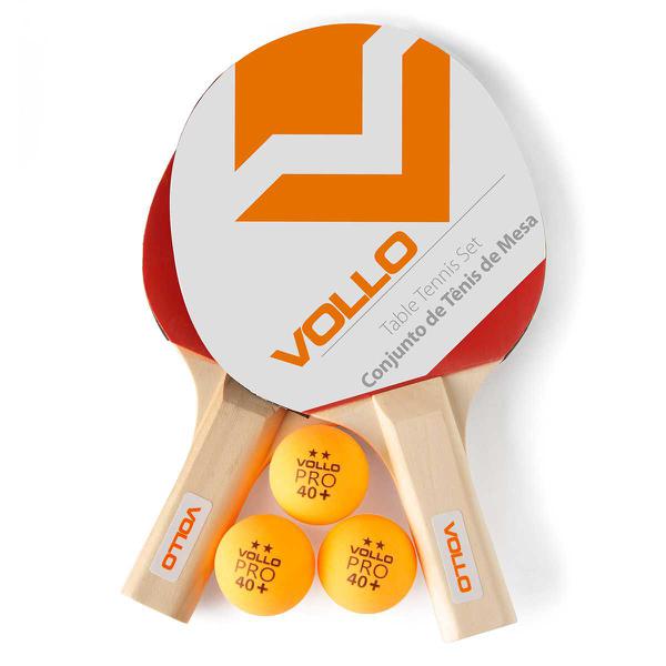 Kit de Tênis de Mesa Table Tennis com 2 Raquetes 3 Bolas - Vollo VT610