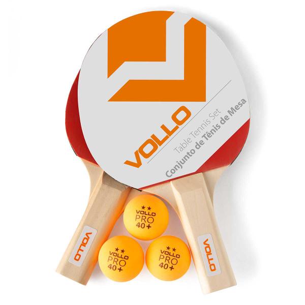 Kit de Tênis de Mesa Vollo VT610 Table Tennis com 2 Raquetes 3 Bolas