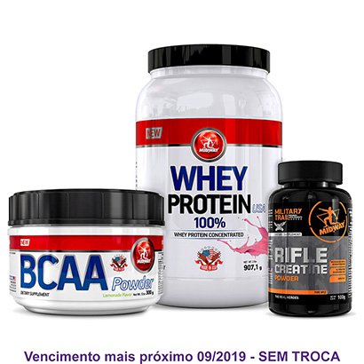 Kit de Treino Whey Protein + Bcaa Powder + Creatina