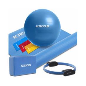 Kit de Yoga e Pilates Kikos com Bola Anel Bloco Tapete e Faixas
