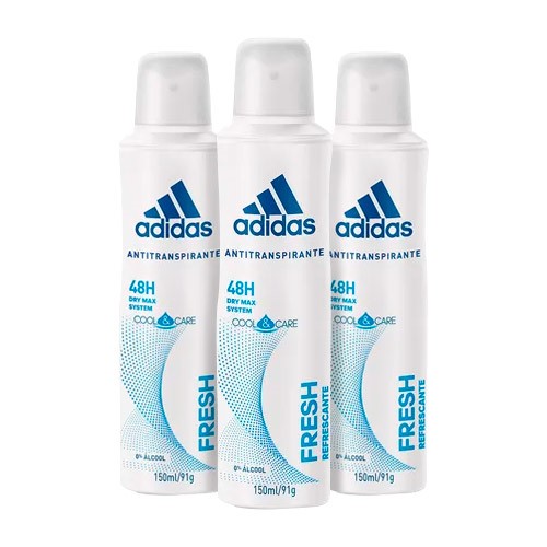 Kit Desodorante Adidas Aerosol Feminino Action 3 Fresh 150ml 3 Unidades