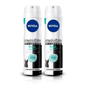 Kit Desodorante Aerosol Feminino Nivea Invisible Black & White Fresh 150ml 2 Unidades
