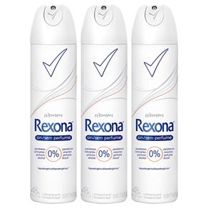 Kit Desodorante Aerosol Rexona Feminino Sem Perfume 177ml 3 Unidades