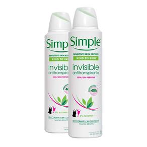 Kit 2 Desodorante Aerosol Simple Invisible 150ml