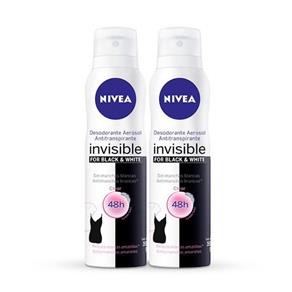 Kit Desodorante Antitranspirante Nivea Invisible Black e White Aerosol - 150ml + 150ml