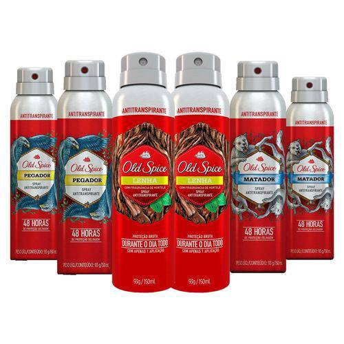 Tudo sobre 'Kit Desodorante Antitranspirante Old Spice 150ml 2 Pegador + 2 Lenha + 2 Matador'