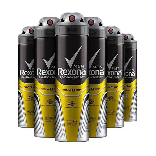 Tudo sobre 'Kit Desodorante Antitranspirante Rexona Masculino V8 Aerosol 6 X 150mL'