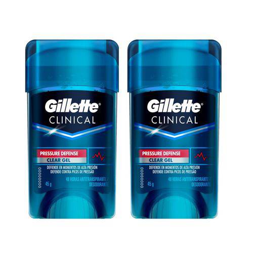 Kit Desodorante Gillette Clinical Gel Pressure Defense 45g com 2