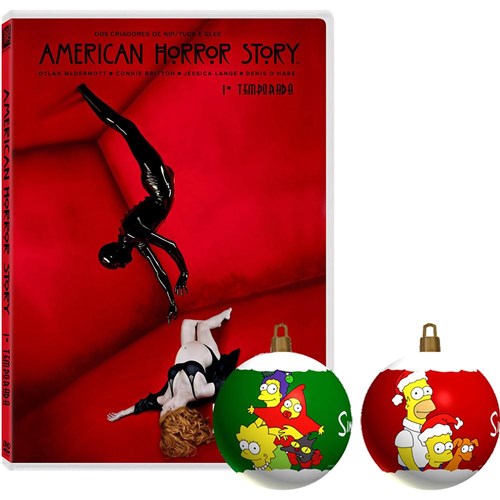 Kit - DVD American Horror Story : 1ª Temporada Completa (4 Discos) +  Bola de Natal Personalizada Simpsons (duas unidades)