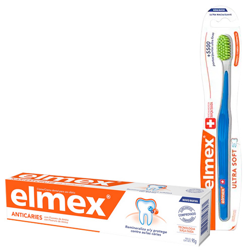 Kit Elmex Escova Dental Ultra Soft 1 Unidade + Creme Dental Anticaries 90g