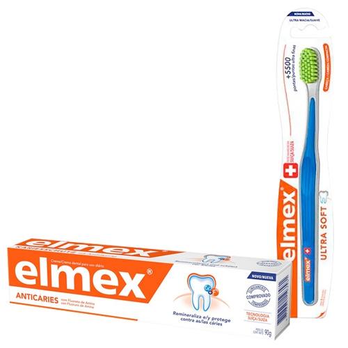 Kit Elmex Escova Dental Ultra Soft 1 Unidade + Creme Dental Anticaries 90g