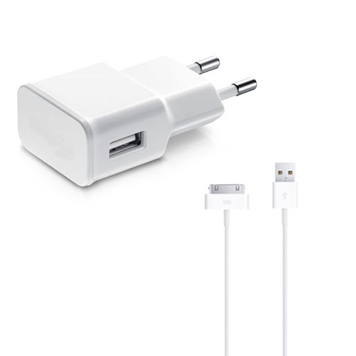 Kit em 1 com Carregador de Parede e Cabo de Dados Usb para Iphone 4 e Iphone 4s - Branco