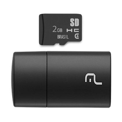 Kit 2 em 1 Leitor USB + Cartão de Memória Micro SD Classe 4 2GB Preto Multilaser - MC159 MC159