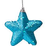 Kit Enfeite Estrela com Glitter, Azul, 9,5 Cm - 6 Peças - Christmas Traditions