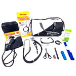 Kit Enfermagem com Aparelho de Pressão Estetoscópio Premium Bolsa Lanterna Termômetro Fita Métrica Tesoura Garrote Óculos de Proteção - Preto