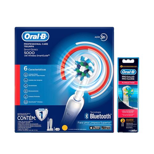 Tudo sobre 'Kit Escova Elétrica Oral-B Professional Care 5000 D34 110V + Refil Escova Elétrica Oral-B Floss Acti'