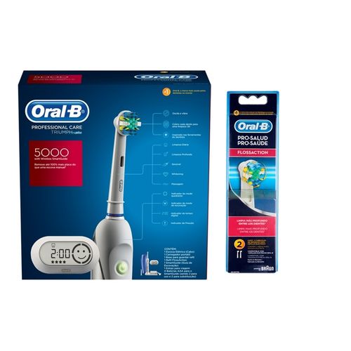 Kit Escova Elétrica Oral-B Professional Care 5000 D34 110V + Refil Escova Elétrica Oral-B Floss Acti